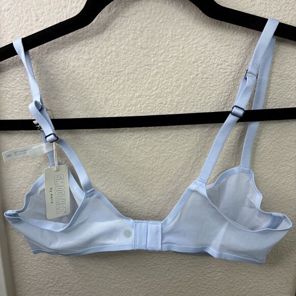 Aerie Smoothez Purple Microfiber Mesh Unlined Underwire Balconette Bra 34C NEW - Picture 3 of 9